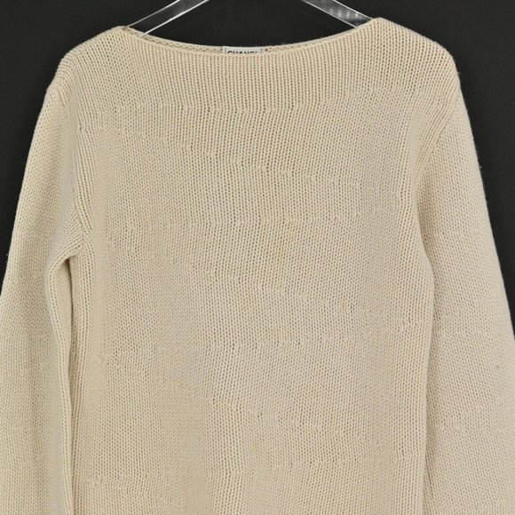 CHANEL Womens VTG Cream Cashmere Sweater Long Sleeve Chunky Knit Sz US 4 / IT 40 - Picture 3 of 10